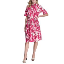 NEW DKNY size 12 Ladies 3/4 Sleeve Shirtdress Hot Pink.