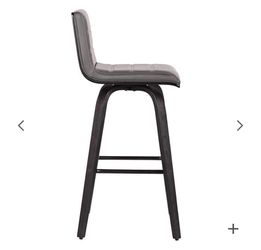 Gray Faux Leather Counter Stool Dark Wood Legs