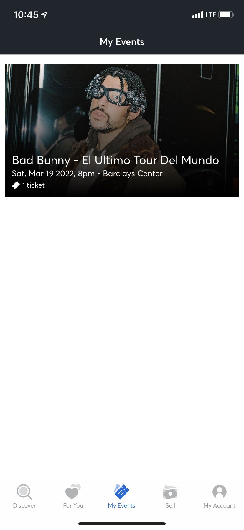 Bad Bunny Concert Ticket