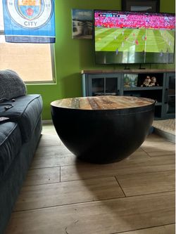 Rustic Industrial Round Coffee Table