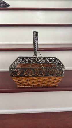 Wicker and metal basket