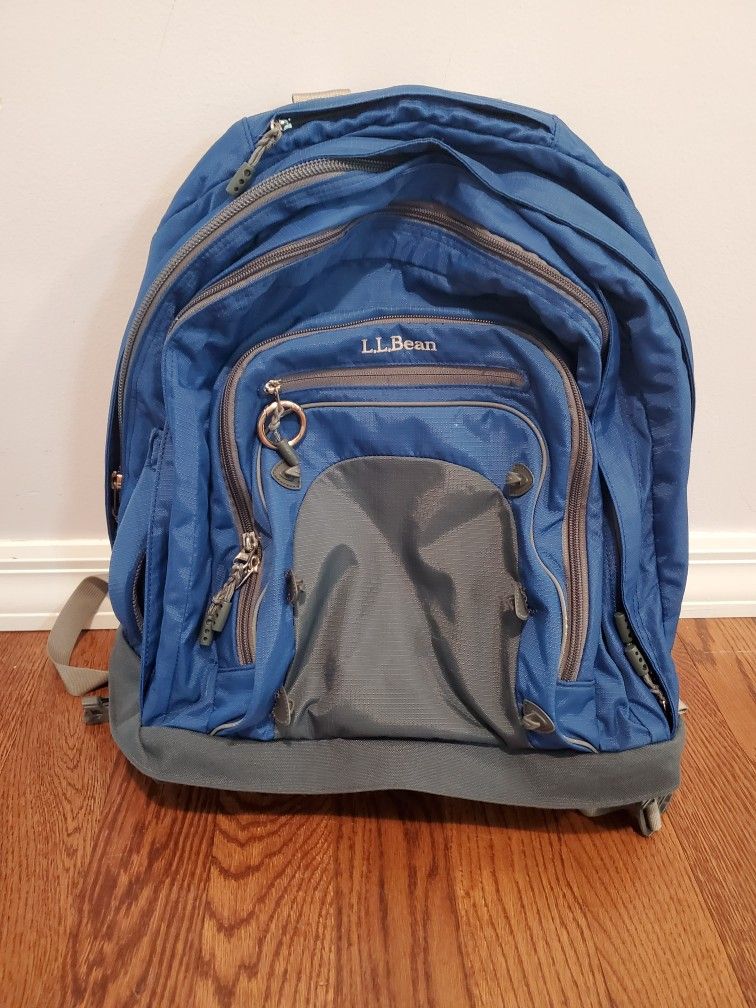 LL Bean Blue Large Backpack Bookbag Hiking Bag