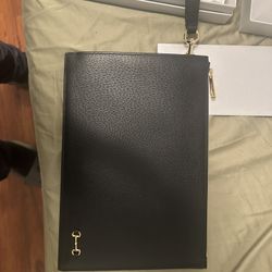 Gucci  Black & Gold Horsebit Leather Pouch
