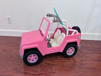 Barbie Pink Jeep / Beach Cruiser Doll Vehicle w/ Surfboard