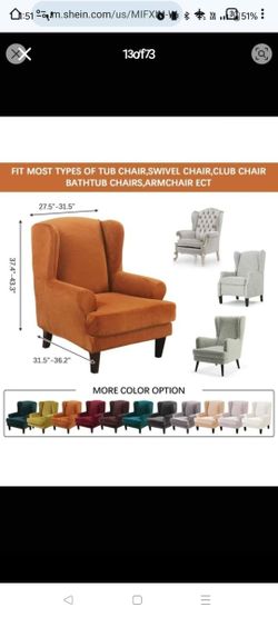 Wingback Chair Slipcover 2-Piece Velvet Stretch Wing Chair Slipcovers with Cushion Cover Armc