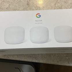 Nest WiFi Pro - 6E - Reliable Home Wi-Fi System with Fast Speed and Whole Home Coverage - Mesh Router - 3 Pack - Snow