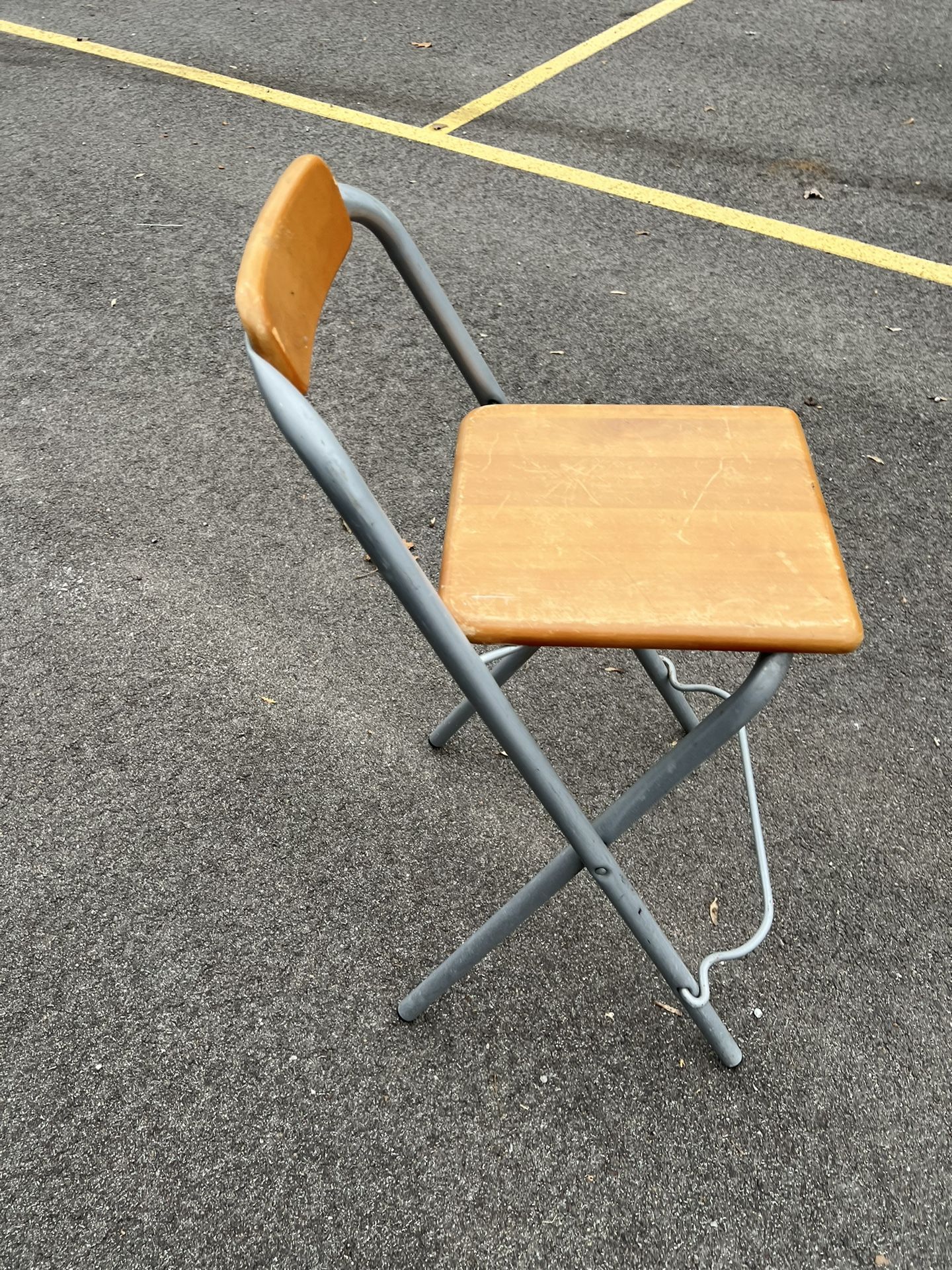 Metal And Wooden Folding High Top Chair 