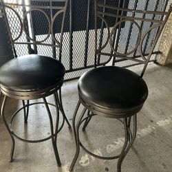 Set Of 2 Wrought Iron 30” Bar Stools That Move Side By Side