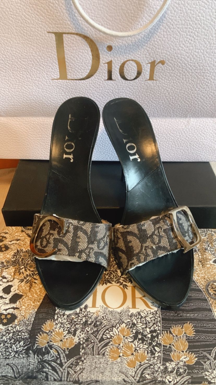 Authentic  Christian Dior Vintage CD Signature Mono Sandals Like Brand New!!!