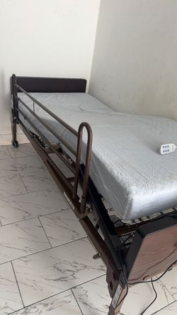 Electric Hospital Bed with Side Rails and Mattress
