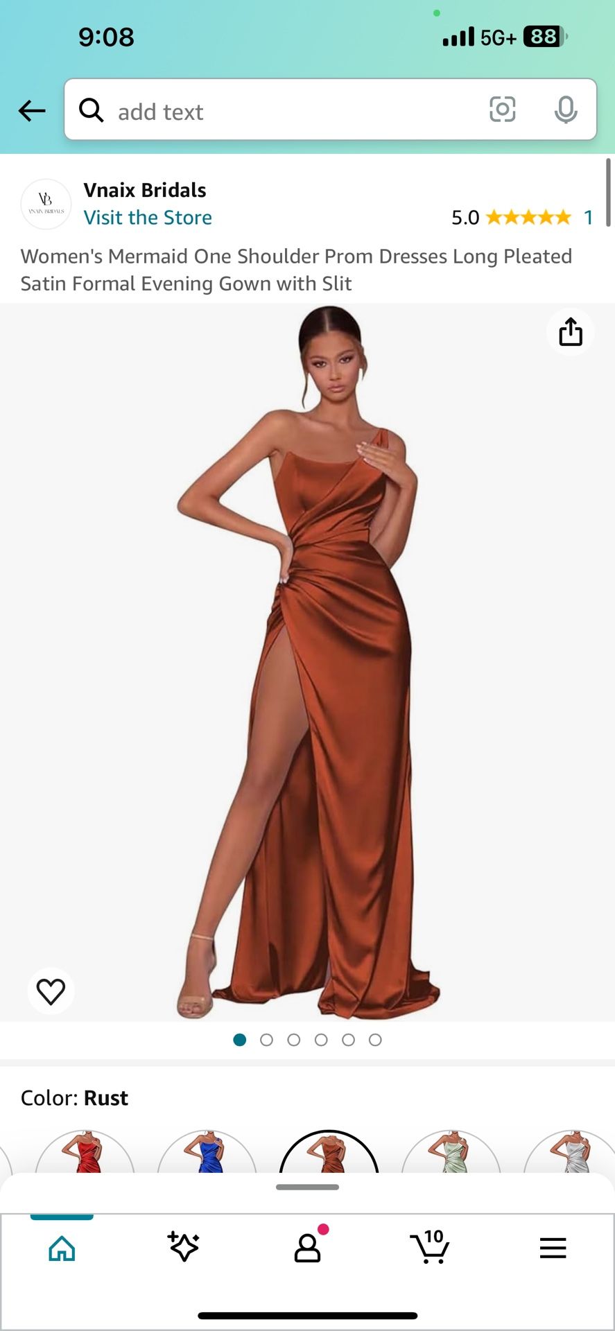 Pomuyoo Dress Women's Mermaid One Shoulder Prom Dresses Long Pleated Satin Formal Evening Gown with Slit