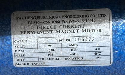 YA CHENG 4 HP 90V DC Permanent Magnet Motor – Heavy Duty Industrial/Treadmill Motor