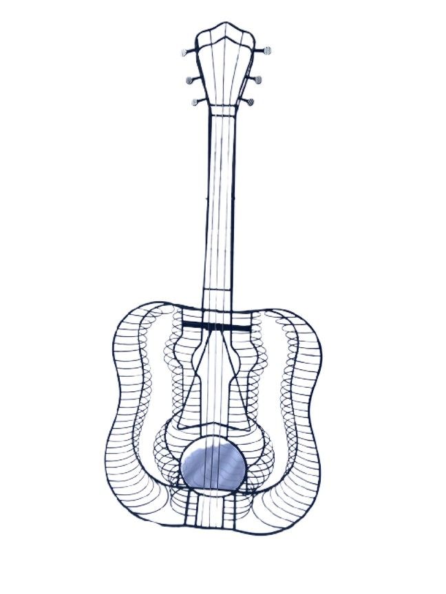 Metal Wire Guitar Display Art