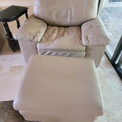  Leather Chair With Ottoman Taupe