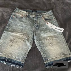 Purple Jorts rhinestones