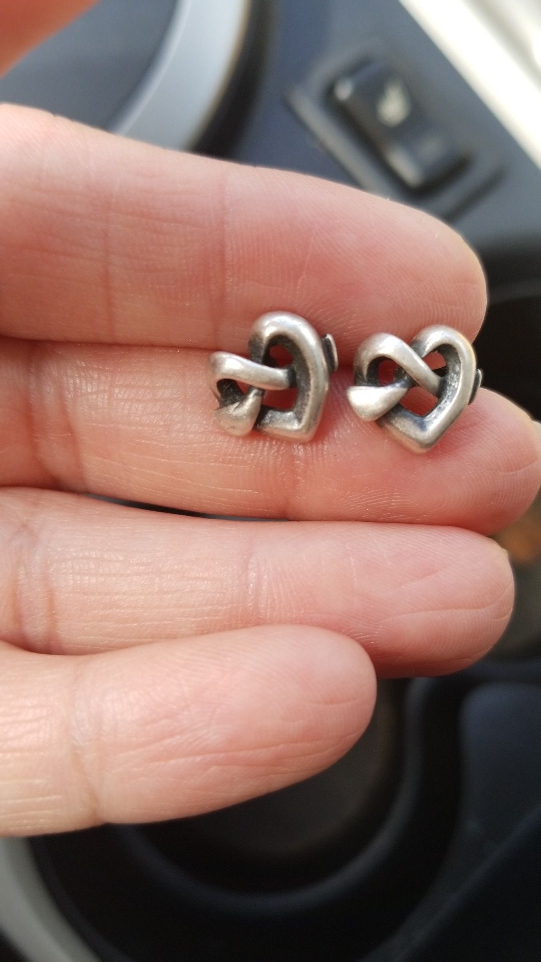 James Avery sterling silver heart knot earrings posts