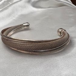 Tiffany & Co. Vintage 925 Sterling Silver Mesh Cuff Bracelet, Marked