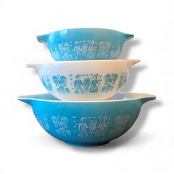 3 Vintage PYREX AMISH BUTTERPRINT Cinderella Mixing Nesting Bowls