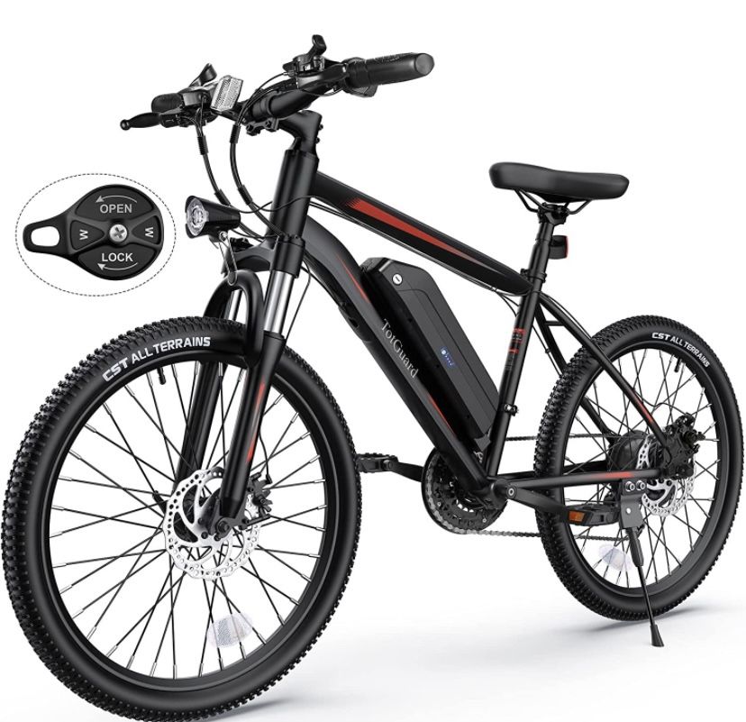 TotGuard Electric Bike, Electric Bike for Adults, 26" Ebike 350W Adult Electric Bicycles, 19.8MPH Electric Mountain Bike, 36V 10.4Ah Battery, Suspensi