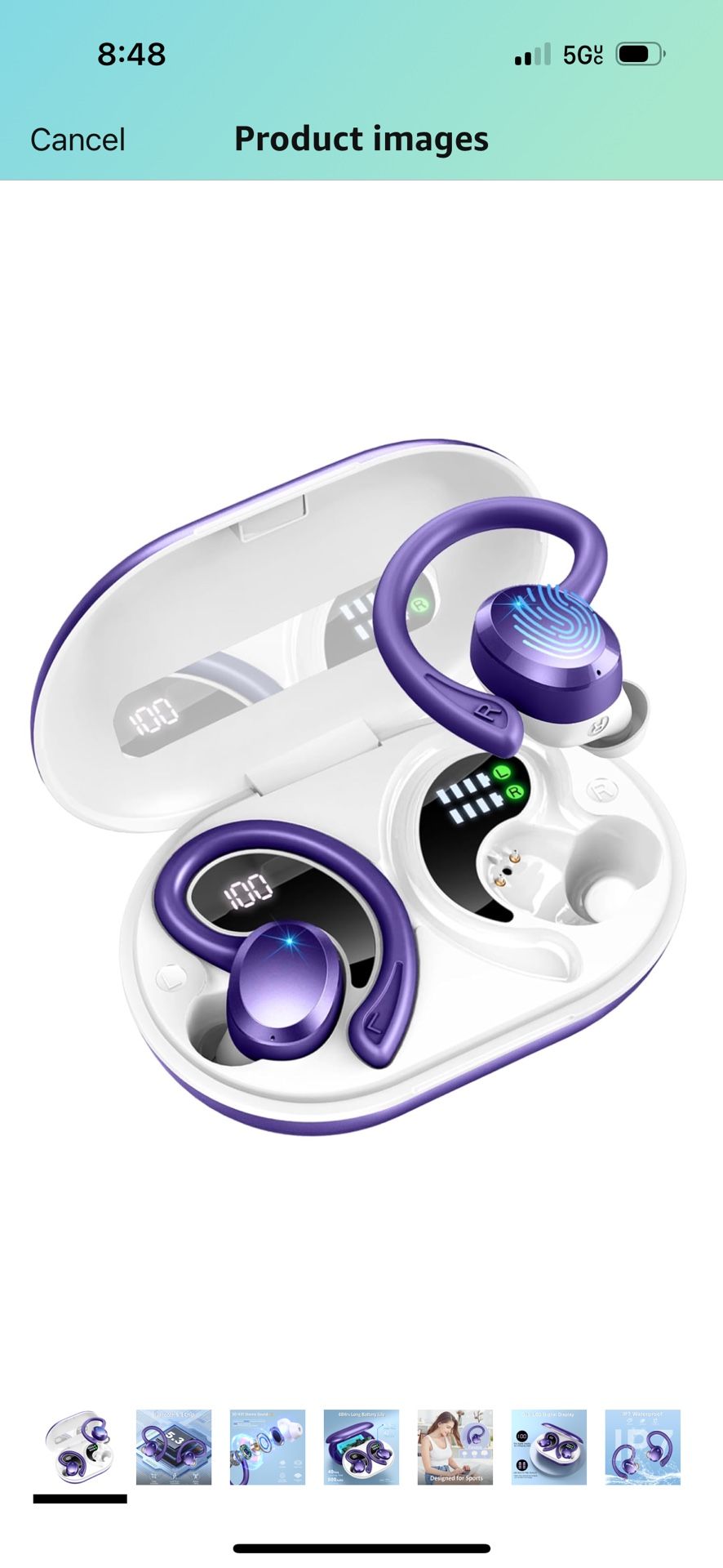 Wireless Earbuds Bluetooth Headphones Sport, Bluetooth 5.3 Earbud 3D HiFi Stereo Over Ear Buds, 48H