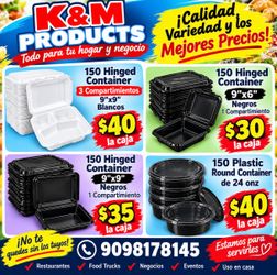 Tenemos por caja platos para llevar diferentes tamaños diferentes precios el precio es fijo