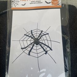 Halloween Black Giant Spider  Web With Spider. 