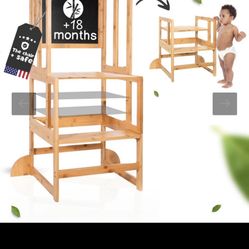 KYWAI® Toddler Tower with Chalkboard &Height Adjustable - Toddler Standing Tower - Learning Tower for Toddlers 1-3 - Kitchen Step Stool for Toddlers -