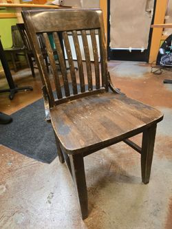 Dark Wood Slat Back Dining Chair
