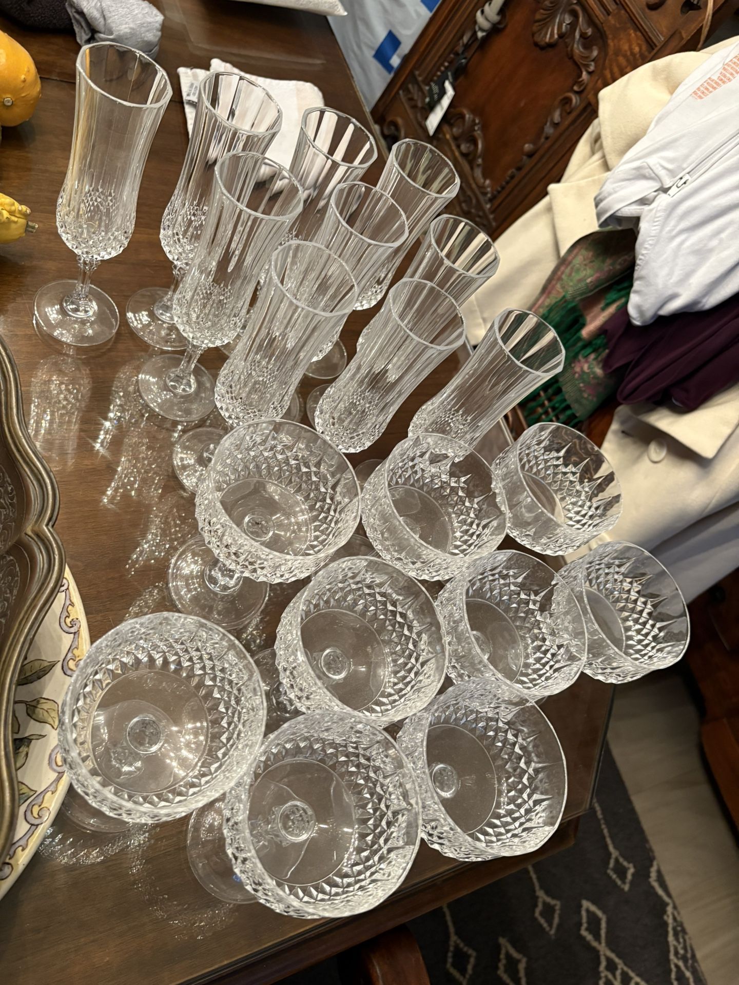 Crystal Champagne Flutes And Coupes