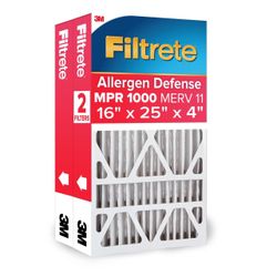 3M Filtrete Allergen Defense MPR 1000 MERV 11 Air Filter 16x25x4, 2-Pack