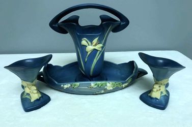 Roseville Art Pottery Zephyr Lilly Snowberry - 4 Piece Set
