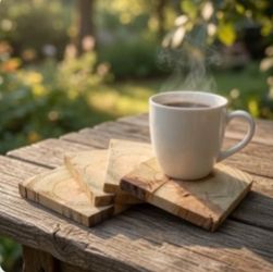 Handmade Natural Wood Slice Coasters - Set of 4