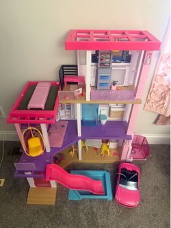Barbie Dreamhouse (3.75-ft) 3-Story Dollhouse Playset w/ Pool, Slide, & Car