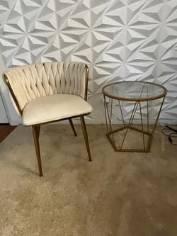 Modern Velvet Dining Hand Chairs + Table ( Set )