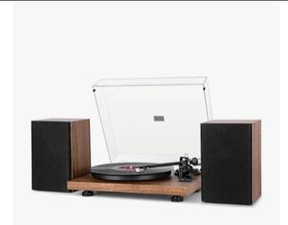 1 BY ONE Bluetooth Turntable HiFi System with 36 Watt Bookshelf Speakers