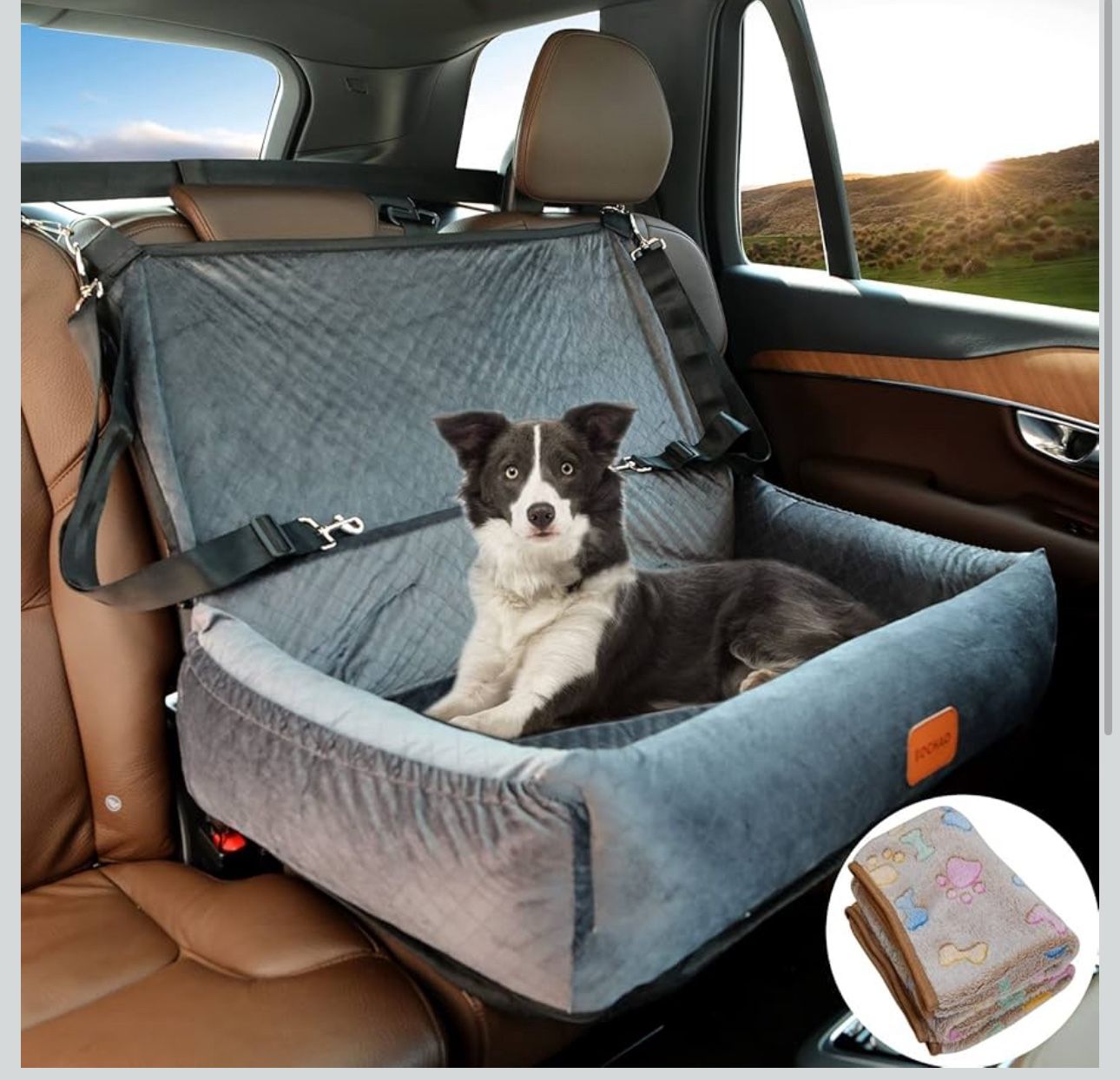 New Large Gray Dog Car Seat & Cover - Boxers, Labs, Pits, Shepards 