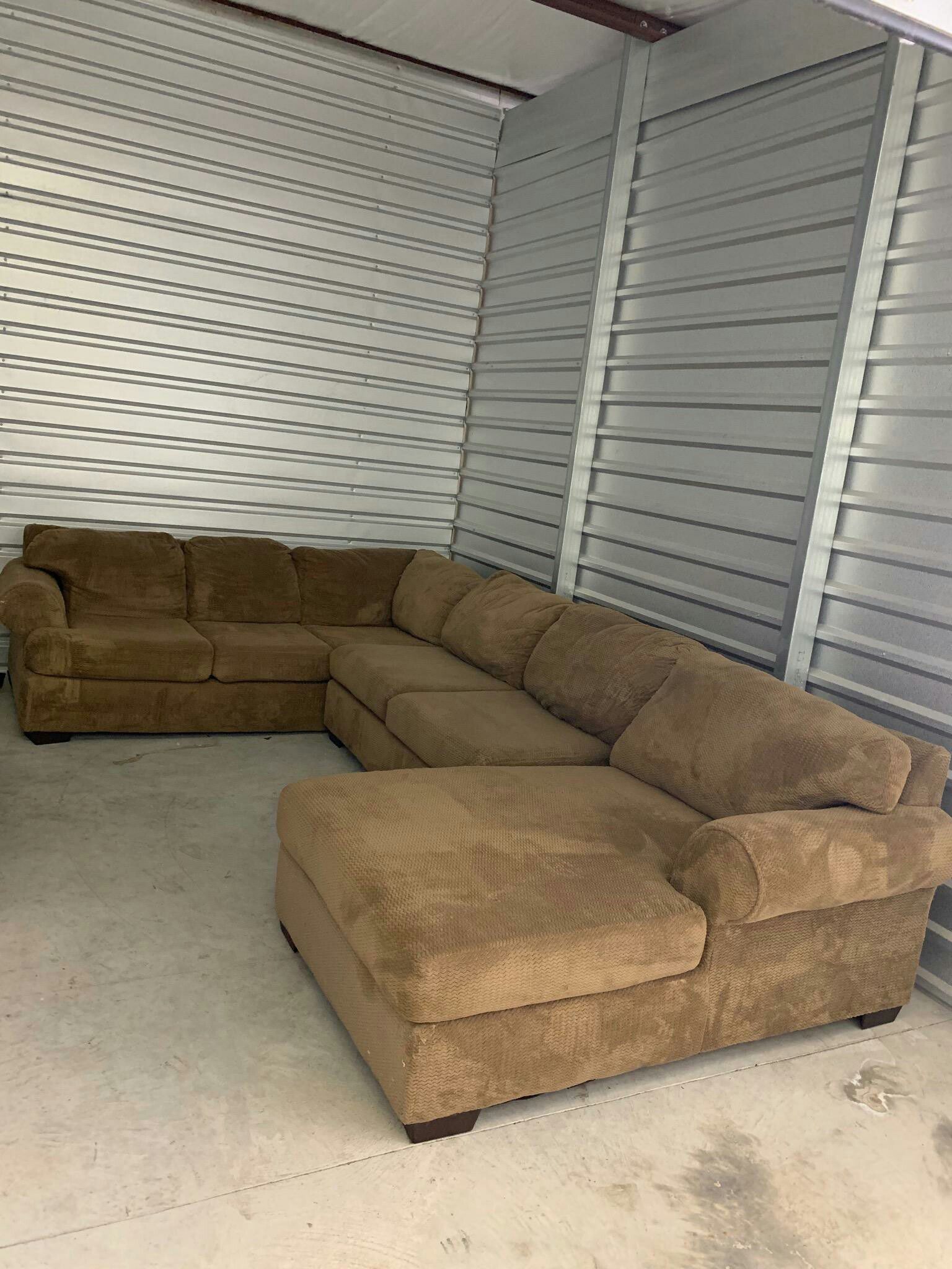 Large tan sectional couch / sofa