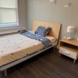 Tween Bed With Matters And Night Stand Crate And Barel