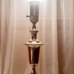 Vintage Brass Lamp With Glass Shade 