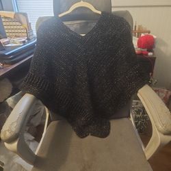 Black And Gold Crochet Poncho