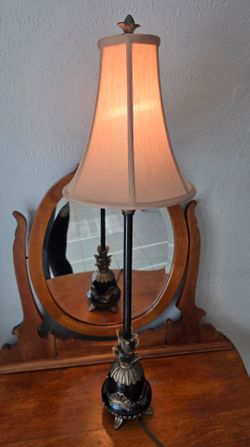 Ornate Buffet Table Lamp with Bell Shade 3 Foot Tall