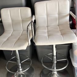 White And Stainless Steel Bar Stools
