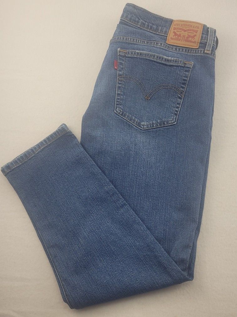Levi's Boyfriend Straight Boot Cut Blue Denim Zip Up Jeans Women's Size 33
