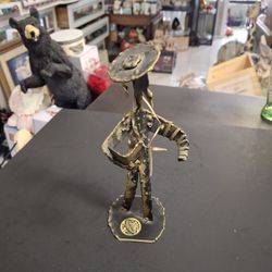 Judaica Handmade In Israel Hasidic Rabbi Making Kiddush Unique 8" Brass Figurine-Signed