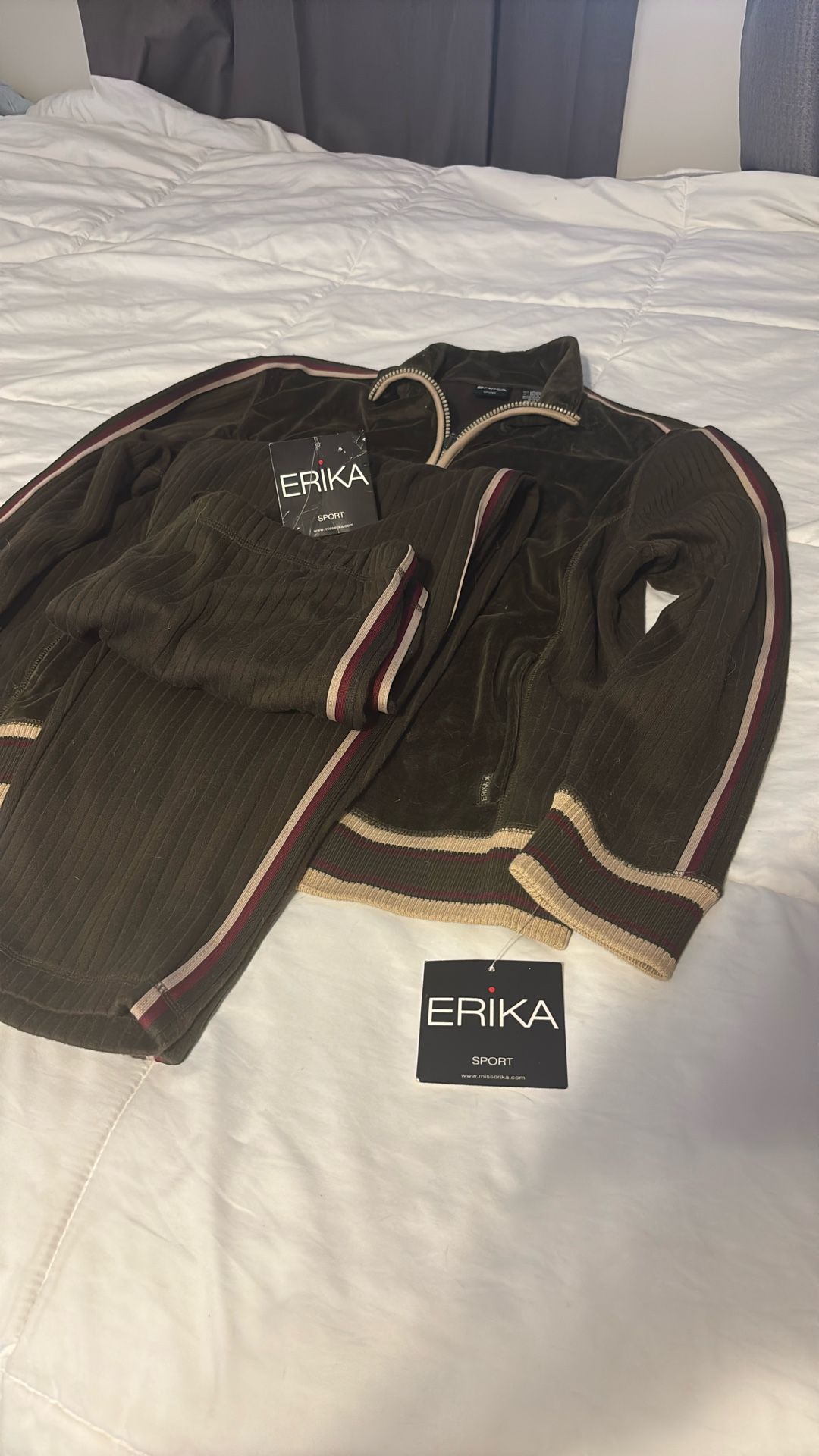 Up for sale is a y2k Velvet Vintage. Erika sport track jacket. Large. Sweat Pants Xl It’s a size large