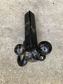 Heavy Duty Tri-Ball Trailer Hitch Mount with Recovery Hook (2" Receiver)