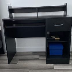 Almost Like New Black Desk With Slide Out Key Board Panel .