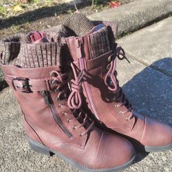 Women’s Burgundy Leather Boots - New in Box – Size 8.5
