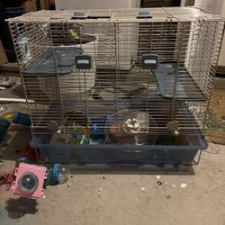 Hamster Cage With Tubes And Wheel