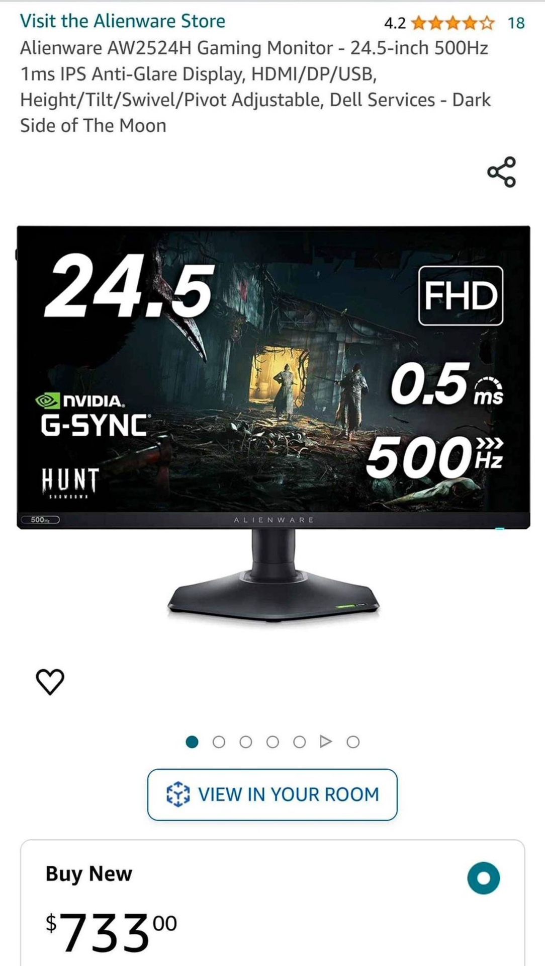 Alienware 500hz Gaming Monitor